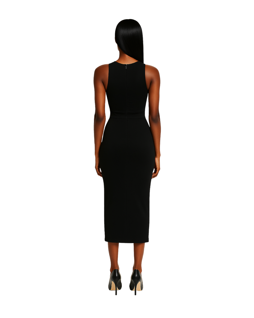ROBE DÉBARDEUR MI LONGUE NOIRE-BLANC